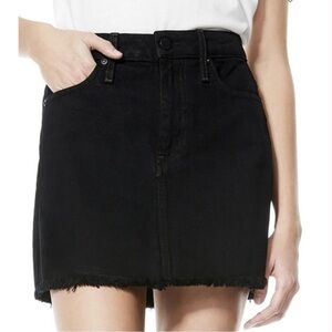 Alice + Olivia Good High-Rise Denim Black Mini Skirt